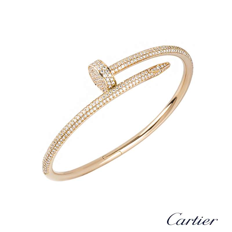 Cartier Rose Gold Full Pave Diamond Juste Un Clou Bracelet N6702117 at  1stDibs